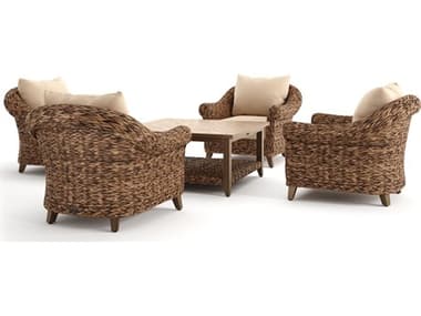 Winston Quick Ship Cayman Wicker Aluminum Heritage Brown 5 Piece Lounge Set WSCAY5PCST