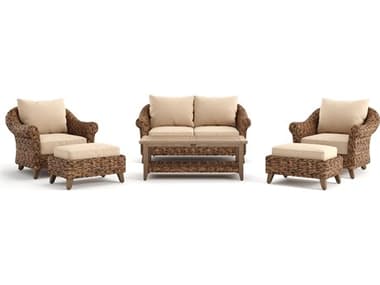 Winston Quick Ship Cayman Wicker Aluminum Heritage Brown 6 Piece Lounge Set WSCAY6PCLVST2O