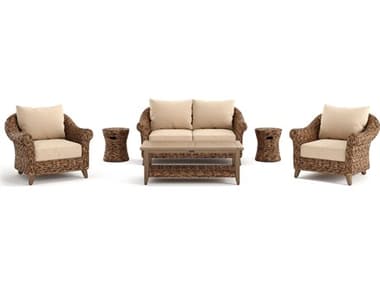 Winston Quick Ship Cayman Wicker Aluminum Heritage Brown 6 Piece Lounge Set WSCAY6PCLVST2WT