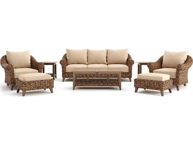 Winston Quick Ship Cayman Wicker Aluminum Heritage Brown 8 Piece Lounge Set WSCAY8PCSST2O2ST