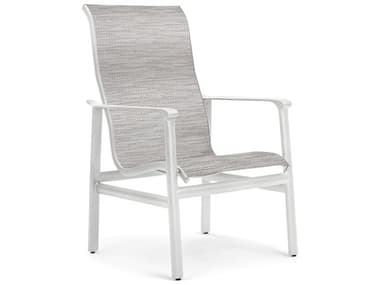 Winston Aspen Sling Quick Ship Aluminum Coast Mist Ultra High Back Dining Arm Chair in Clay Sky WSHQ22001
