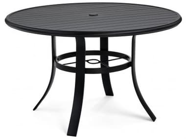 Winston Quick Ship Table Aluminum 48'' Round Dining Table with Umbrella Hole WSHQ37548