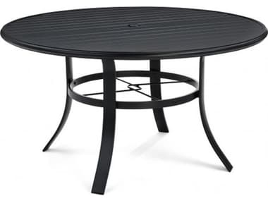 Winston Quick Ship Table Aluminum 54'' Round Dining Table with Umbrella Hole WSHQ37554