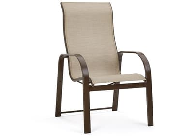 Winston Quick Ship Seagrove II Sling Aluminum Ultimate High Back Dining Arm Chair in Pueblo Dune - Sold in Twos WSHQ62041
