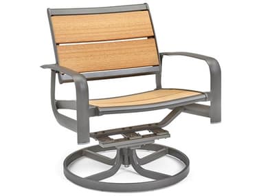 Winston Harper Quick Ship Aluminum Weathered Teak Swivel Rocker Lounge Chair WSHQ64020