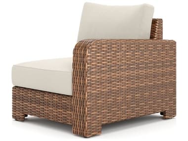Winston Quick Ship Nico Sectional Antique Chestnut Wicker Left Arm End Lounge Chair WSHQ70035L