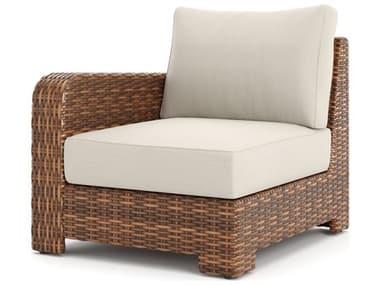 Winston Quick Ship Nico Sectional Antique Chestnut Wicker Right Arm End Lounge Chair WSHQ70035R