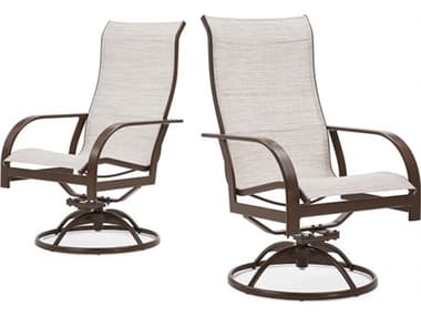 Winston Key West Sling Aluminum Swivel Rocker Dining Arm Chair - Sold in 2 Packs WSKWS2PCM