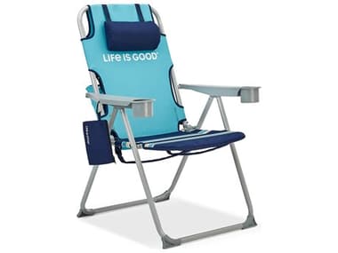 Life is Good Back Pack Aluminum Silver Lawn Chair in Blue Turtle WSLIGTCCBT1PK