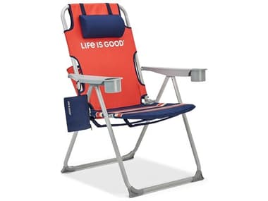 Life is Good Back Pack Aluminum Silver Lawn Chair in Orange Daisy WSLIGTCCOD1PK