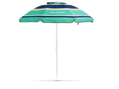 Life is Good Aluminum Silver 7' Ft. Octagon Push Button Beach Umbrella in Green Sun WSLIGUMBGS1PK