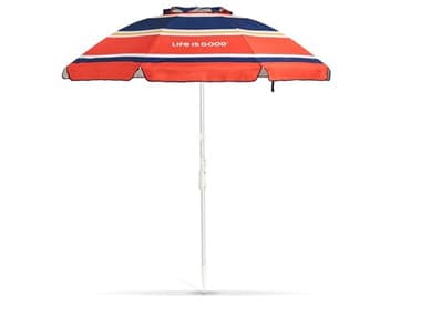Life is Good Aluminum Silver 7' Ft. Octagon Push Button Beach Umbrella in Orange Daisy WSLIGUMBOD1PK