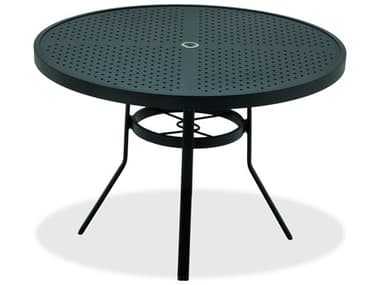 Winston Polaris Aluminum 42" Round Stamped Dining Table with Umbrella Hole WSM8142STP