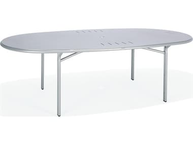 Winston Oceans Aluminum 86"W x 44"D Oval Dining Table with Umbrella Hole WSM8386STO