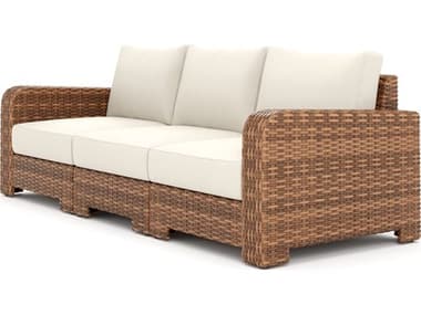 Winston Quick Ship Nico Sectional Wicker Antique Chestnut 3 Piece Lounge Set WSNIC3PC