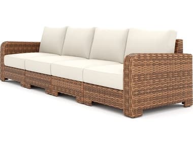 Winston Quick Ship Nico Sectional  Wicker Antique Chestnut 4 Piece Sectional Lounge Set WSNIC4PC