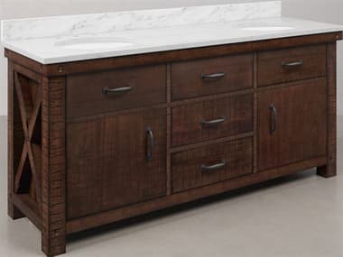 Water Creation Aberdeen Double Sink Carrara White Marble Countertop Bath Vanity in Rustic Sienna WTCAB60CW03RS000000000