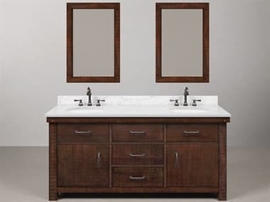 Water Creation Aberdeen White Marble Countertop Bath Vanity in Rustic Sienna with Oil Rubbed Bronze Hook Faucets and Rectangular Mirrors (S) WTCAB72CW03RSA24TL1203