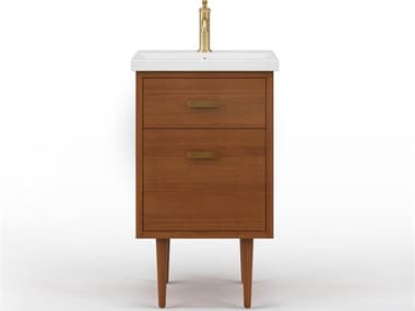 Water Creation Brandy Integrated Ceramic Sink Top Vanity in Honey Walnut with Satin Gold Single Faucet WTCBD20CR06HW000NH0106