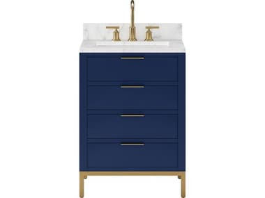 Water Creation Bristol Monarch Blue Vanity with Satin Gold Gooseneck Faucet WTCBR24CW06MB000BL1406