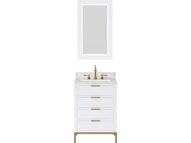 Water Creation Bristol Single Sink Carrara White Marble Countertop Bath Vanity in Pure White with Rectangular Mirror (S) WTCBR24CW06PWR21000000