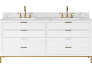 Water Creation Bristol Double Sink Carrara White Marble Countertop Bath Vanity in Pure White WTCBR72CW06PW000000000