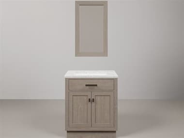 Water Creation Chestnut  Single Sink Carrara White Marble Countertop Bath Vanity In Grey Oak with Oil Rubbed Bronze Hardware and Rectangular Mirror (S) WTCCH30CW03GKR21000000