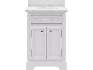 Water Creation Derby Single Sink Carrara White Marble Countertop Bath Vanity In Pure White WTCDE24CW01PW000000000