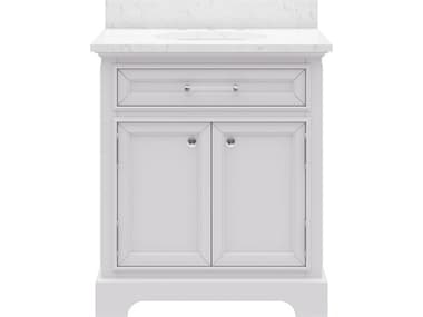 Water Creation Derby Single Sink Carrara White Marble Countertop Bath Vanity In Pure White WTCDE30CW01PW000000000