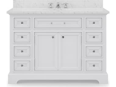 Water Creation Derby  Single Sink Carrara White Marble Countertop Bath Vanity In Pure White with Chrome Classic Faucet WTCDE48CW01PW000BX0901
