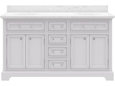 Water Creation Derby Double Sink Carrara White Marble Countertop Bath Vanity In Pure White WTCDE60CW01PW000000000