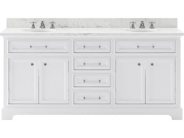 Water Creation Derby Pure White Double Sink Bathroom Vanity With Faucet WTCDE72CW01PW000BX0901