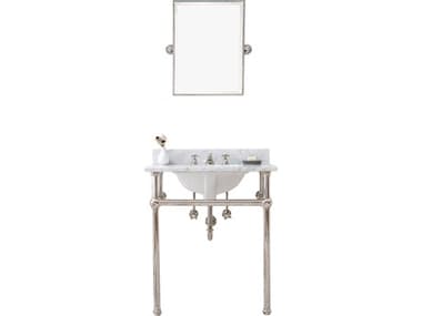 Water Creation Embassy  Single Wash Stand, P-Trap, Carrara White Marble Countertop with Oval Basin, Classic Faucet and Rectangular Pivot Mirror in Polished Nickel (PVD) Finish WTCEB30E0509