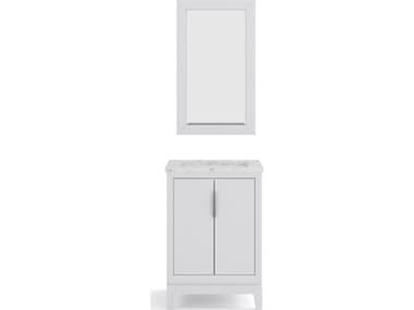 Water Creation Elizabeth Single Sink Carrara White Marble Countertop Bath Vanity In Pure White With Brushed Silver Hardware and Rectangular Mirror (S) WTCEL24CW01PWR21000000