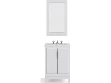 Water Creation Elizabeth Single Sink Carrara White Marble Countertop Bath Vanity In Pure White With Brushed Silver Hardware, Chrome Classic Faucet and Rectangular Mirror (S) WTCEL24CW01PWR21BX0901