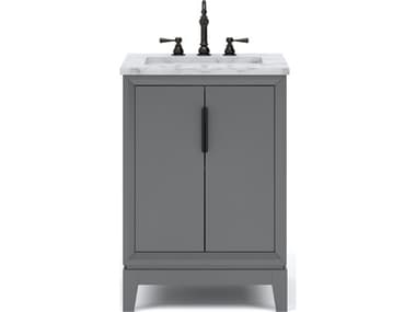 Water Creation Elizabeth Single Sink Carrara White Marble Vanity In Cashmere Grey  With Hook Faucet WTCEL24CW03CG000TL1203
