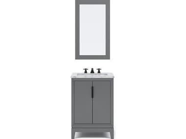 Water Creation Elizabeth Single Sink Carrara White Marble Vanity In Cashmere Grey With Matching Mirror Faucets WTCEL24CW03CGR21BX0903
