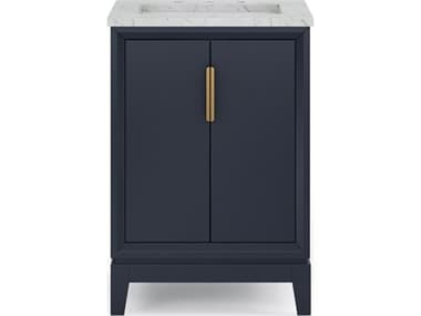 Water Creation Elizabeth Single Sink Carrara White Marble Countertop Bath Vanity In Monarch Blue with Satin Gold Hardware WTCEL24CW06MB000000000