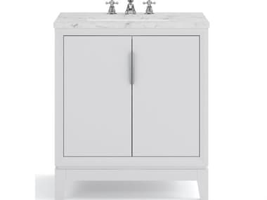 Water Creation Elizabeth Single Sink Carrara White Marble Countertop Bath Vanity In Pure White With Brushed Silver Hardware and Chrome Classic Faucet WTCEL30CW01PW000BX0901