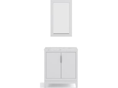 Water Creation Elizabeth Single Sink Carrara White Marble Countertop Bath Vanity In Pure White With Brushed Silver Hardware and Rectangular Mirror WTCEL30CW01PWR21000000
