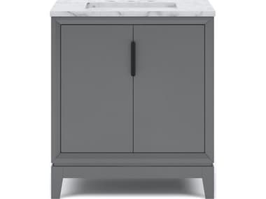 Water Creation Elizabeth Single Sink Carrara White Marble Countertop Bath Vanity In Cashmere Grey with Bronze Hardware WTCEL30CW03CG000000000