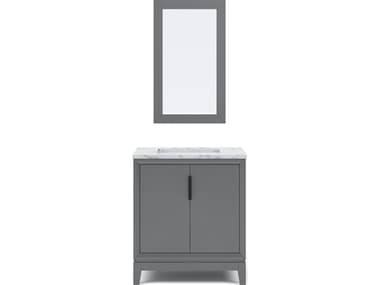 Water Creation Elizabeth Single Sink Carrara White Marble Countertop Bath Vanity In Cashmere Grey With Bronze Hardware and Rectangular Mirror (S) WTCEL30CW03CGR21000000