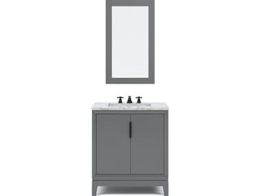 Water Creation Elizabeth Single Sink Carrara White Marble Countertop Bath Vanity In Cashmere Grey With Bronze Hardware, Oil Rubbed Bronze Classic Faucet and Rectangular Mirror (S) WTCEL30CW03CGR21BX0903