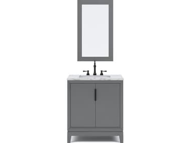Water Creation Elizabeth Single Sink Carrara White Marble Countertop Bath Vanity In Cashmere Grey With Bronze Hardware, Oil Rubbed Bronze Hook Faucet and Rectangular Mirror (S) WTCEL30CW03CGR21TL1203