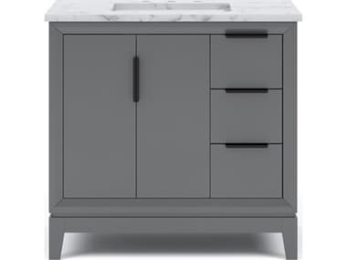Water Creation Elizabeth Single Sink Carrara White Marble Countertop Bath Vanity In Cashmere Grey with Bronze Hardware WTCEL36CW03CG000000000