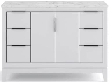 Water Creation Elizabeth Single Sink Carrara White Marble Countertop Bath Vanity In Pure White with Brushed Silver Hardware WTCEL48CW01PW000000000
