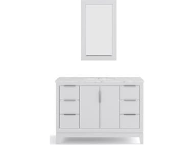 Water Creation Elizabeth Single Sink Carrara White Marble Countertop Bath Vanity In Pure White With Brushed Silver Hardware and Rectangular Mirror (S) WTCEL48CW01PWR21000000