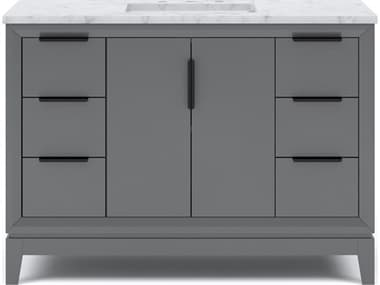Water Creation Elizabeth Single Sink Carrara White Marble Countertop Bath Vanity In Cashmere Grey with Bronze Hardware WTCEL48CW03CG000000000