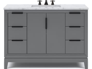 Water Creation Elizabeth Single Sink Carrara White Marble Countertop Bath Vanity In Cashmere Grey With Bronze Hardware and Oil Rubbed Bronze Classic Faucet WTCEL48CW03CG000BX0903