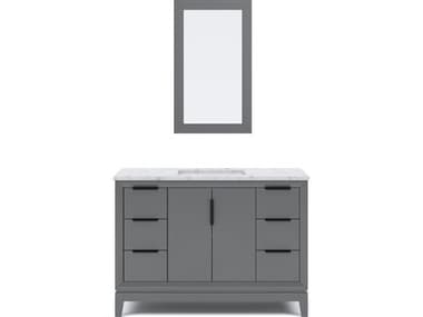 Water Creation Elizabeth Single Sink Carrara White Marble Countertop Bath Vanity In Cashmere Grey With Bronze Hardware and Rectangular Mirror (S) WTCEL48CW03CGR21000000